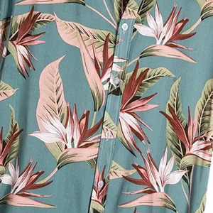 Chemise boutonnée florale pour homme, légère, imprimé palmiers, chemise de plage et de villégiature respirante, vente en gros d'usine, exportation - Product Image 6