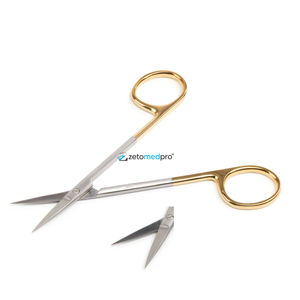 Ciseaux chirurgicaux TC Gold Iris Gum fabriqués en acier inoxydable de haute qualité avec inserts en carbure de tungstène – Pointes droites et aiguisées - Product Image 1
