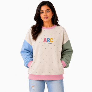 Sweat à capuche décontracté pour femme, style multi-couleurs, sans capuche, orné de strass et de perles, en polaire patchwork, coupe décontractée, vêtement d'extérieur - Product Image 1