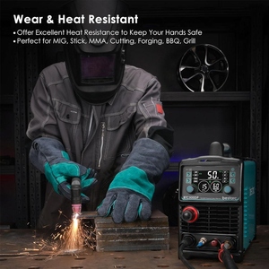 Guantes de Soldadura Mig de Cuero Resistentes al Calor con Costuras de Aramida, Guantes Resistentes al Fuego para Bomberos y Barbacoa - Product Image 2