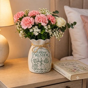 Fantasy Reader <b>Ceramic</b> Tabletop <b>Vase</b> Matte Finish Shabby Chic Design 8-16 Inches Exquisite Durable Housewarming Gift - Product Image 2