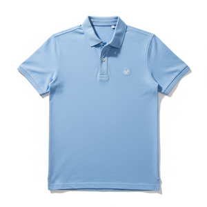 Men's Premium <b>Light</b> Blue O-<b>Neck</b> for Shirt Oversized Fit 100% Cotton Anti-Pilling Short Sleeve - Product Image 1