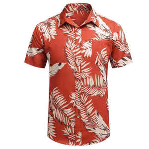 Camisa Hawaiana para Hombre, Manga Corta, Estampado de Hojas Tropicales, Informal, para Vacaciones en la Playa, Verano, Top de Algodón Transpirable, Ropa Urbana - Product Image 2