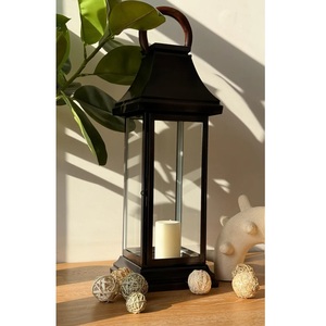Best Selling Home Decorative Shiny <b>Silver</b> Nickel Finished Home Decor Metal & Glass Outdoor <b>Lantern</b> With Wooden Handle Modern - Product Image 2