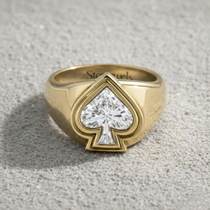 แหวนเพชร Stonewels Playing Card สีชมพู 14K ทองคำแท้ ประดับขอบแพลตตินั่ม สำหรับงานแต่งงาน ได้รับการรับรอง ใช้ได้ทั้งชายและหญิง - Product Image 4