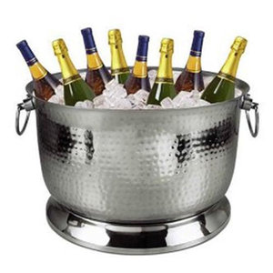 Hammered Metal Oval Beverage Tub Large Wine Chiller <b>Beer</b> Ice <b>Bucket</b> with Handles for Wedding Parties - Product Image 6