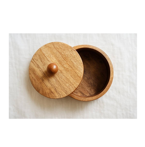 Boîte à gâteau ronde en bois, boîte à fromage, boîte à gâteau en bois avec poignée et couvercle à bouton pour taille personnalisée - Product Image 2