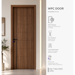 Dewoo Modern Dark Wood Grain WPC Interior <b>Doors</b> Decorative <b>Trim</b> for Apartments - Product Image 1