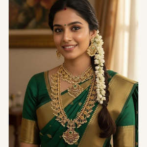 Jewelemarket 10575437PGR Fine Jewelry Set Pota Stone and Pearl Double Necklace with Gold Plating for Bridal Occasions Parties - Product Image 1