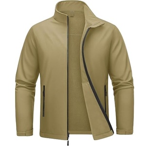 Veste polaire coupe-vent à col montant avec fermeture éclair, couleur unie, style Y2K, veste softshell pour l'automne, vêtements d'extérieur pour la chasse et le camping - Product Image 2