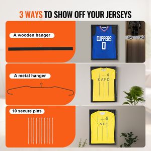 "Lockable Sport Jersey <b>Shadow</b> <b>Box</b> # Classic Design # 24x32x1.5 in # 98% UV Protection # PC Glass # Hangers" - Product Image 5