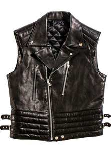 <b>Mens</b> Genuine Cowhide <b>Leather</b> Motorcycle Vest Sleeveless Rider <b>Waistcoat</b> Windproof Winter Fashion Outdoor Casual OEM Pro Pro Pro - Product Image 4