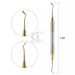 Ensemble de 6 instruments de restauration dentaire en résine composite, outils manuels plaqués titane doré - Product Image 6
