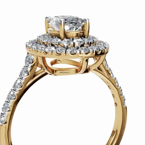 Anillo de Compromiso de Lujo Vaayu Jewels con Doble Halo de Diamantes Ovalados Cultivados en Laboratorio, Certificados por IGI, Banda Pavé en Oro de 10K, 14K, 18K y Plata 925, 935 - Product Image 3