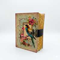 Journal à spirales en cuir Grimoire Bird, couverture rigide, floral, vintage, fait main