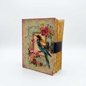 Grimoire Bird Leather Spiral Bound Hardcover <b>Journal</b> Floral Vintage Handmade <b>Diary</b> - Product Image 1