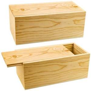 Natural Pine Wood Sliding Lid Box Handmade Modern Design Eco-Friendly <b>Tabletop</b> <b>Storage</b> for Housewarming Wedding Factory Direct - Product Image 1