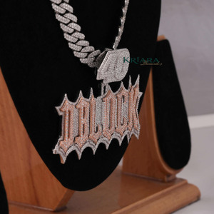 Pendentif de fête pour homme de luxe style Hip Hop, en forme de lettre à 40 blocs, plaqué argent 925 avec diamant de laboratoire - Product Image 3