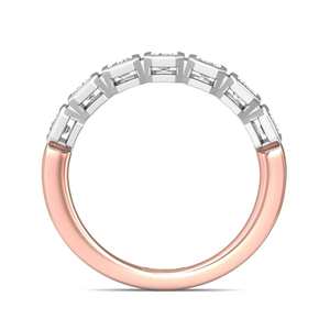 Bague de Fiançailles et de Mariage en Or 14K avec 7 Diamants de Laboratoire Taille Émeraude, Sertie en Bezel, Plaqué Rhodium, Luxe et Élégance pour Anniversaire - Product Image 5