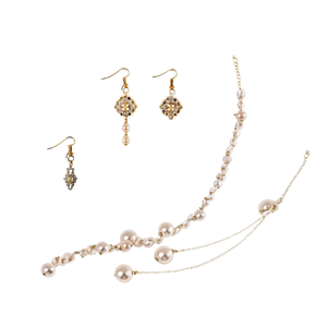 Pearl Earrings for Girls with Elegant Ear Chain Designs Alloy with 18K Gold Plated Casual Style - Product Image 2