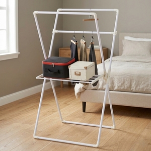 Fabricante de muebles de almacenamiento para el hogar, secador plegable ajustable tipo X, tendedero de ropa de doble barra - Product Image 2