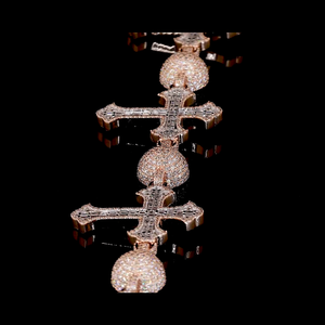 Custom Cross Rose Gold Plated Fine Chain & Link Bracelets for <b>Men</b> IGI Certified Moissanite Diamond Hip Hop S925 Silver Jewelry - Product Image 3