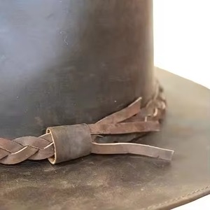Sombrero de Vaquero de Cuero, Estilo Casual, Ala Corta, Vintage, Deportivo, para Exteriores, Unisex, para Adultos, Ajustable, Protección Solar, para las Cuatro Estaciones - Product Image 2