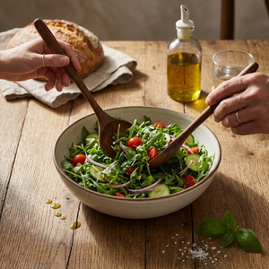 Handcrafted <b>Salad</b> Server Set 2 Piece Eco-Friendly Wooden Spoon and Fork for Mixing and Serving Kitchen Utensils Factory Sale - Product Image 2