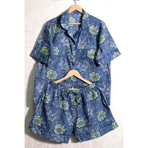 Ensemble de pyjama court en coton à imprimé floral pour femmes, doux et respirant, manches courtes, vêtements de nuit d'été - Product Image 1