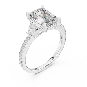 Anillo de diamantes con corte esmeralda y piedras laterales Prism Signature para mujer, oro 10k/14k/18k/plata 925, diamantes cultivados en laboratorio, pavé, joyería fina. - Product Image 5
