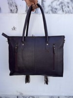 Sac fourre-tout en cuir de vachette, nouveau design 2026, avec broderies et franges, style bohème vintage, fait main, élégant, à porter à l'épaule