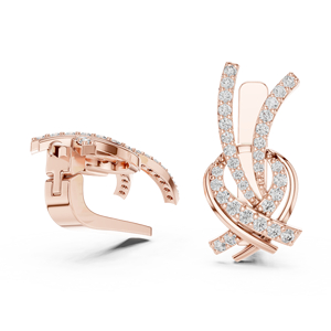 Boucles d'oreilles uniques en diamants ronds cultivés en laboratoire, avec fermoir à clip, serties en or rose 18 carats, pour usage quotidien, soirées, ou comme cadeau pour femme. - Product Image 4