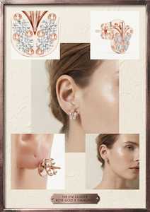 Boucles d'oreilles en or rose avec diamants de laboratoire, taille ronde, pour femme, cadeau idéal pour fête ou anniversaire - Product Image 2