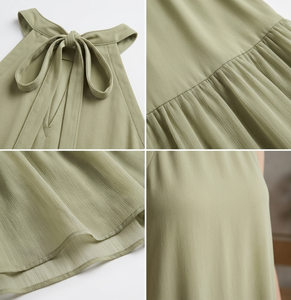 Vietnam Manufacturer Polyester Midi A-Line Pleated Loose Fit Modern Streetwear Sleeveless Solid Color Casual <b>Dress</b> OEM ODM - Product Image 6