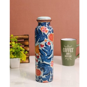 ชุดกระติกน้ำทองแดงลายดอกไม้แบบพกพา พร้อมฝาปิดและแก้วสองใบ - Product Image 6
