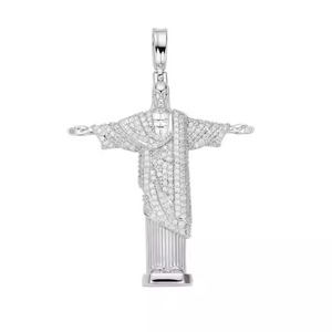 Pendentif plaqué or blanc avec diamant, nouvelle tendance, bijoux unisexe pour un style streetwear moderne - Product Image 1