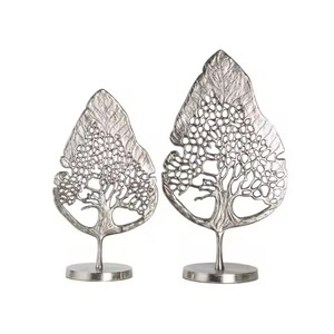 Escultura Moderna de Metal Pulido para Mesa, Figura Decorativa de Árbol de la Vida en Aluminio Chapado en Oro, Adorno de Hojas Recortadas para el Hogar - Product Image 6