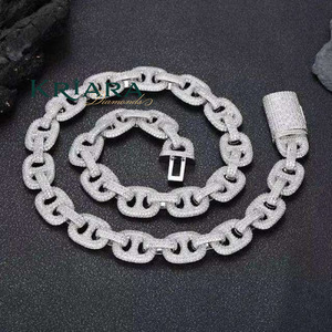 Lab Grown Diamond Hip Hop <b>Statement</b> <b>Necklace</b> S925 Silver 14K Gold Plated Rhodium Plated Link Chain Unisex Luxury Everyday Wear - Product Image 2