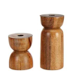 Smooth Unfinished Handmade Round Wooden <b>Candle</b> <b>Holders</b> with Silk Screen Printing for DIY & Home Decor - Product Image 6
