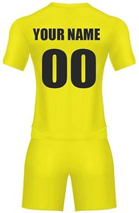 Maillot de football jaune personnalisé pour homme, manches courtes, sublimation du nom de l'équipe, 00, polyester respirant, uniforme - Product Image 2
