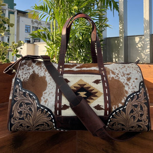 กระเป๋าหนังแท้ขนาดใหญ่สำหรับเดินทางกระเป๋าหนังใบใหญ่กระเป๋าเดินทางสไตล์โบฮีเมียนกระเป๋าแบบตะวันตกของ aztec - Product Image 2