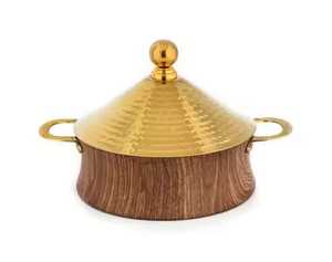 Chauffe-plat isotherme en acier inoxydable doré martelé pour casseroles – Chauffe-plats et casseroles dorés haut de gamme - Product Image 6