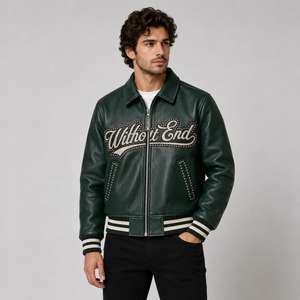 Veste en cuir véritable pour homme TwillSports, couleurs personnalisées, boutons, col rabattu brodé, coupe-vent, respirante, en coton - Product Image 3
