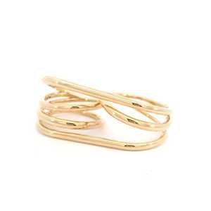 Bague double filigranée filée en or massif 14k 18k, style minimaliste et délicat, collection de bagues à deux doigts reliées, vente en gros - Product Image 5