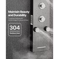 Colonne de douche murale 53 pouces en acier inoxydable brossé avec pommeau de douche effet pluie LED et robinet 6 fonctions pour salles de douche modernes