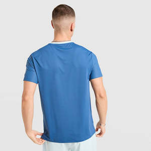 Camiseta 100% algodón para hombre, corte holgado, estampada, personalizada, azul claro y azul real, manga corta, de secado rápido, para gimnasio y deporte. - Product Image 4
