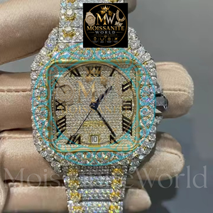 Reloj Mecánico Cuadrado Premium con Incrustaciones de Diamantes, Correa de Acero Inoxidable, Esfera con Números Romanos, Tono Dorado, Visualización de Fecha, Reloj de Pulsera Hip Hop para Hombre - Product Image 5
