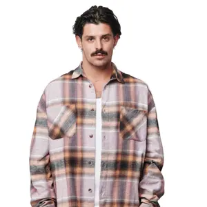 Nuevo diseño, venta al por mayor, vestido, camisa de franela a cuadros para hombre, camisas de manga larga informales de corte regular para primavera y otoño para hombre