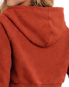 Sudadera Corta con Cremallera para Mujer, Manga Larga, Informal, de Felpa Suave, Color Naranja Óxido, Ropa de Calle, Moda Otoño Invierno - Product Image 6