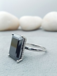 Asscher Cut Moissanite <b>Solitaire</b> Engagement <b>Ring</b> 925 Sterling <b>Silver</b> Rhodium Plated 2.0 CT Luxury Cocktail Wedding <b>Ring</b> - Product Image 1
